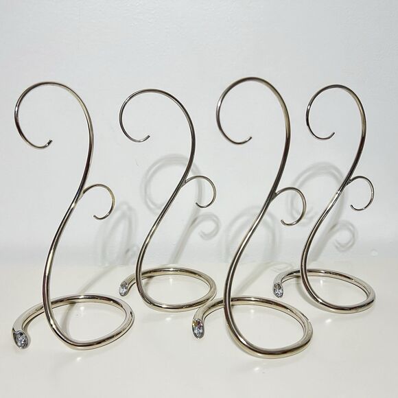 4 Swarovski 7” Display Stands Christmas Hanging Ornaments Silver #1076800 - Picture 1 of 12